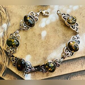 Amber Bracelet Silver-Tone Setting
